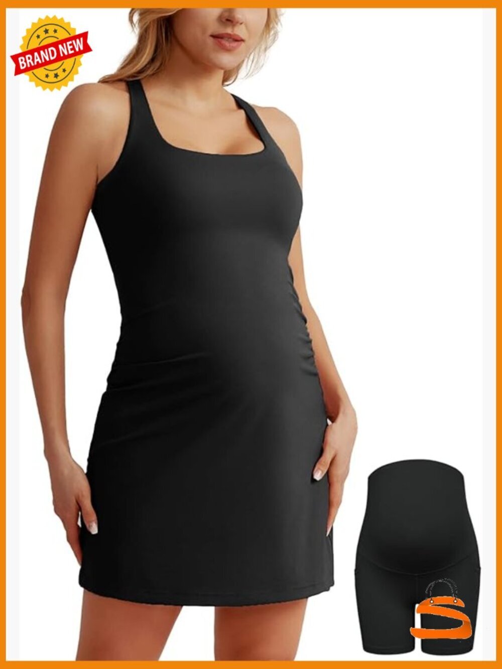 Maternity Tennis Dress with Built-In Bra & Detachable Shorts